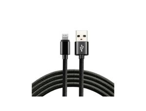 Kabel przewód pleciony USB - Lightning / iPhone everActive CBB-1.2IB 120cm z obsługą szybkiego ładowania do 2,4A czarny
