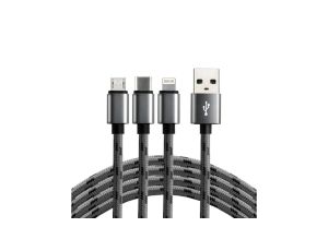 Kabel przewód USB 3w1 - USB-C, Lightning, micro USB 120cm everActive CBB-1.2MCI do 2.4A