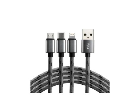 Kabel przewód USB 3w1 - USB-C, Lightning, micro USB 120cm everActive CBB-1.2MCI do 2.4A