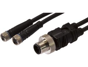Kabel połączeniowy Y, 1m, 2x M8 żeński (gniazdo) 3-PIN prosty, 1x M12 męski (złącze) 4-PIN, VK100E84