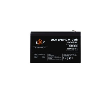 Akumulator VRLA AGM 12V 7Ah 84Wh (żywotność 5-6lat) LPM 12V-7Ah