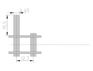 HUBBER - Złączka 08B-1 Z Wydłużonym Jednym Sworzniem 1P-2 L+15,5 12.7 x 8.51 x 7.75