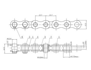 HUBBER - Złączka 081 (1/2' X 1/8') Do Łańcucha Z Pustym Sworzniem Bez Otw. 12.7 x 7.75 x 3.3