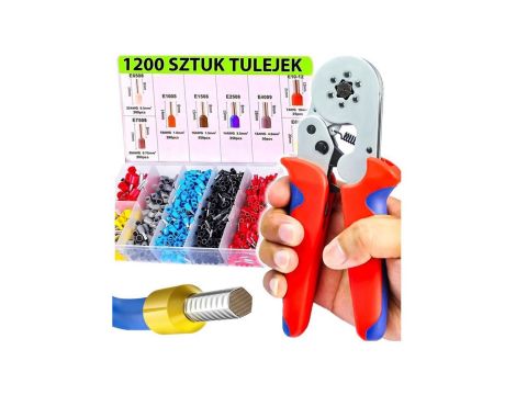 ZACISKARKA DO KABLI SZEŚCIOKĄTNA PRASKA TULEJEK KONEKTORÓW ZESTAW 1200 SZT