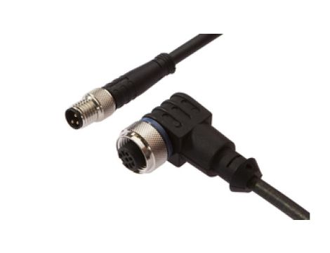 Złącze do samokonfekcjonowania M12 kątowe żeńskie 3-pinowe M8 męskie proste 3-pinowe 3x0,34mm PUR 60V IP67 VK150F60