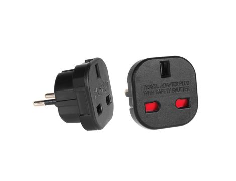 Adapter gniazdo UK na wtyk EU Maclean MCE72 czarne MCE72
