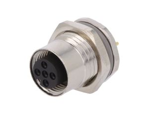 Złącze okrągłe M12 żeńskie proste montaż THT 4-PIN 250V T4141012041-000