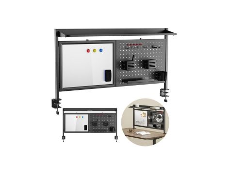 Przegroda biurkowa / organizer Ergo Office, max. obciążenie 10kg, biała tablica, szerokość 1116mm, czarna, ER-301 B