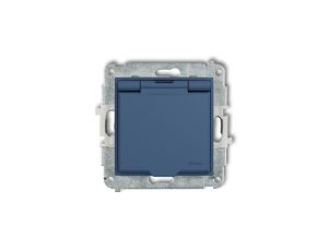 MINI Mechanizm gniazda bryzgoszczelnego z uziemieniem 2P+Z (klapka navy blue, przesłony torów prądowych) navy blue 64MGPB-1zp