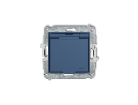 MINI Mechanizm gniazda bryzgoszczelnego z uziemieniem 2P+Z (klapka navy blue, przesłony torów prądowych) navy blue 64MGPB-1zp