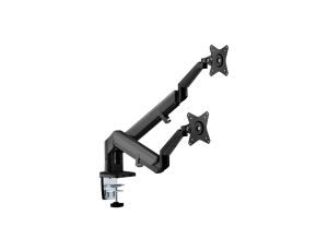 Uchwyt biurkowy do monitora podwójne ramię matowy czarny Ergo Office, ze sprężyną gazową, 17-32, 9 kg, 2x USB 3.0, ER-406B