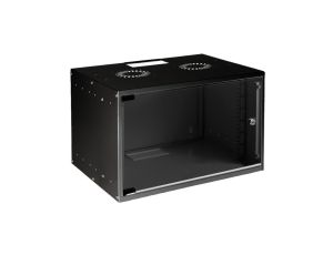 Szafa wisząca RACK 19 7U 400mm czarna drzwi szklane SOHO-BOX MIRSAN