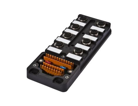 VK000026, rozdzielacz, 8x M12 5pin, PBT, z wyświetlaczem LED Kunststoff, ohne Kupplung