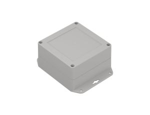 Obudowa plastikowa ZP105.105.60u jasny dół z uszami - bezbarwna góra z tulejkami mosiężnymi ABS-PC - ZP105.105.60UJp TM ABS-PC