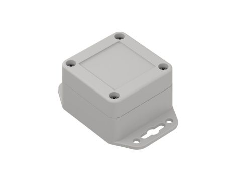 ZP60.60.40UJp TM ABS-PC - Obudowa plastikowa ZP60.60.40 jasny dół z uszami - bezbarwna góra z tulejkami mosiężnymi ABS-PC