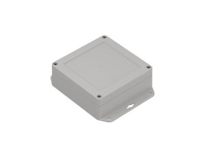 ZP120.120.45UJp TM ABS-PC - Obudowa plastikowa ZP120.120.45 jasny dół z uszami - bezbarwna góra z tulejkami mosiężnymi ABS-PC