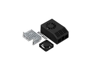 Z-Pi4 SET 1 ABS - Zestaw do sbc raspberry pi4 składający się z czarnej obudowy z-pi4, radiatora zhs pi4 i wentylatora fan ee4010