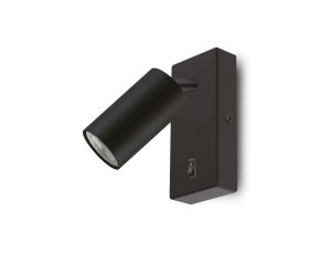 Kinkiet / lampa ścienna Maclean, punktowa, okrągła, GU10, z włącznikiem, 55x100mm, kolor czarny, MCE369 B