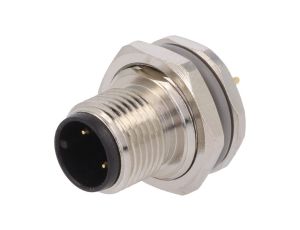 Złącze okrągłe M12 męskie proste montaż THT 3-PIN 250V T4140012031-000