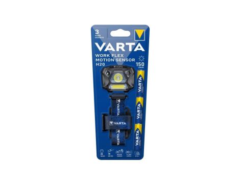 diodowa latarka czołowa, czołówka Varta WORK FLEX MOTION SENSOR H20 3W 3AAA 18648