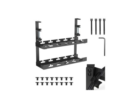 Organizer podbiurkowy na kable Maclean, max. obciążenie 5kg, 2 poziomy, czarny, MC-104 B