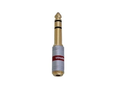 VITALCO JP112 CHROME Przejście Adapter AUX Jack 6,3mm Stereo (wtyk) / mini Jack 3,5mm Stereo (gniazdo) pozłacany