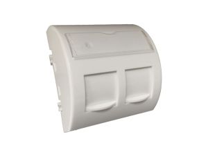 Adapter keystone podwójny kątowy z klapką 2M 45x45 biały Alantec