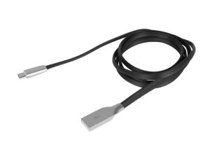 Kabel USB 2.0 A / micro-B (wtyk / wtyk) płaski czarny 1m