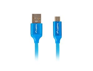 Przewód USB 2.0 HighSpeed USB - micro USB 1,8m niebieski PREMIUM QC 3.0 LANBERG
