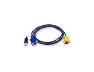 ATEN 2L-5202UP Kabel KVM VGA USB (z wbudowanym konwerterem PS/2 USB), czarny, 1,8 m