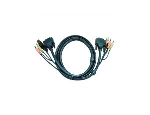 ATEN 2L-7D03U Kabel KVM DVI-D (pojedyncze łącze), USB, audio, zwart, 3 m
