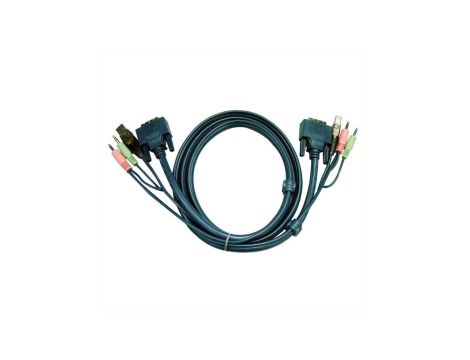 ATEN 2L-7D02U Kabel KVM DVI-D (pojedyncze łącze), USB, audio, zwart, 1,8 m