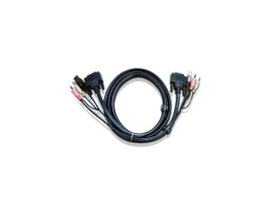 ATEN 2L-7D02UI Kabel KVM DVI-I (pojedyncze łącze), USB, audio, zwart, 1,8 m