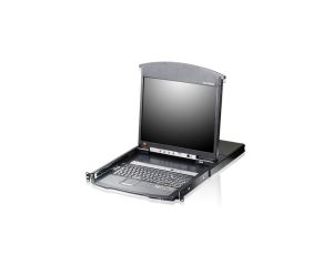 Przełącznik KVM Over IP ATEN KL1508AiM, 8 portów, LCD 43 cm, VGA, PS/2-USB, niemiecki