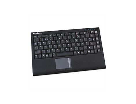 KeySonic ACK-540 U+ Mini klawiatura z touchpadem USB, czarna, niemiecki układ klawiatury