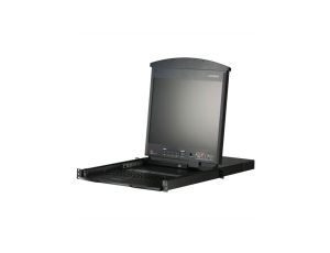 Przełącznik KVM ATEN KL1516AM, TFT 43 cm, VGA, PS/2-USB over Kat 5, 16 portów, niemiecki układ klawiatury