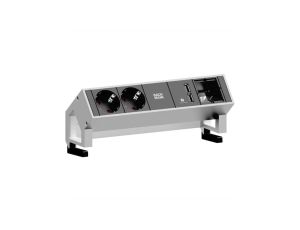 BACHMANN DESK2 2x gniazdo z uziemieniem 1x ładowarka USB 1x ABD GST18, biały