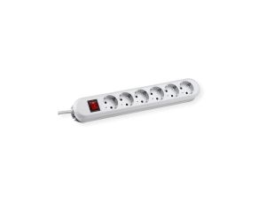 BACHMANN SMART gniazdo 6x z uziemieniem, z wyłącznikiem, białe, 3 m