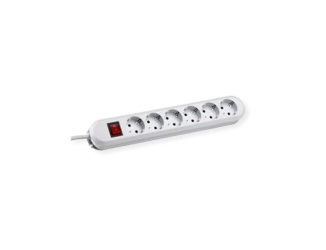 BACHMANN SMART gniazdo 6x z uziemieniem, z wyłącznikiem, białe, 3 m