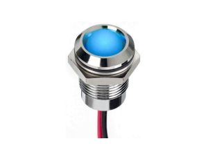 Lampka kontrolna do montażu panelowego 24V dc, niebieska 14mm LED Chrom Wyprowadzenia RS PRO