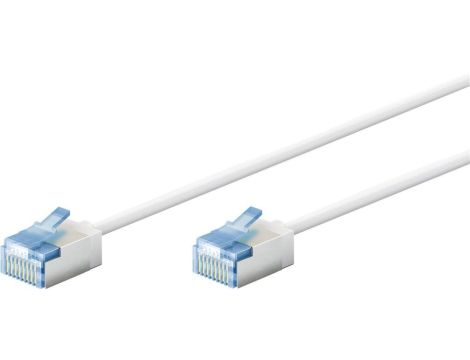 Ultra-elastyczny CAT 6A kabel krosowy, slim, U/FTP, biały - Długość kabla 2 m