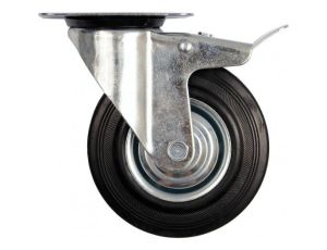 VOREL KOŁO SKRĘTNE CZARNA GUMA HAMULEC 100mm 87322