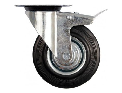 VOREL KOŁO SKRĘTNE CZARNA GUMA HAMULEC 200mm 87327
