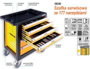 VOREL WÓZEK WARSZTATOWY 6-SZULFAD + 177szt. NARZĘDZI   58540