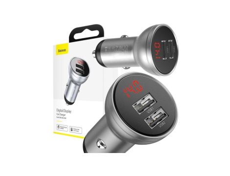 ŁADOWARKA SAMOCHODOWA Baseus Digital Display CCBX-0S 24W 4.8A 2x USB-A SZARA