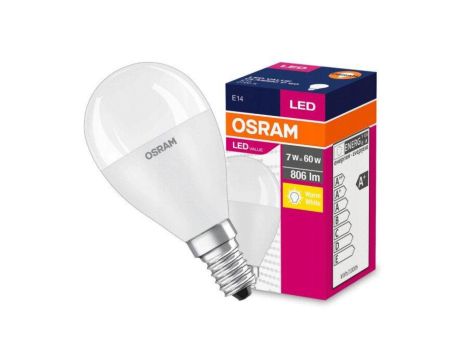 Żarówka LED OSRAM Kulka E14 7W LED VALUE CLASSIC P 60 Biała Ciepła 2700k