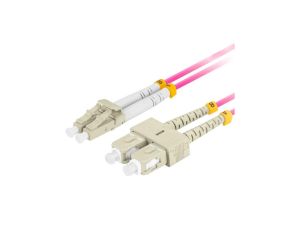 Patchcord światłowodowy MM LC/UPC-SC/UPC duplex 3mm OM4 magenta 3m LANBERG