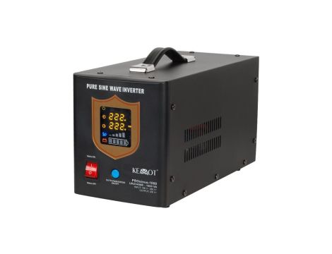 Zasilacz awaryjny UPS przetwornica PRO sinus 12V/230V AVR 700W / 1000VA 10A czarny KEMOT do centralnego ogrzewania (pieca CO, po