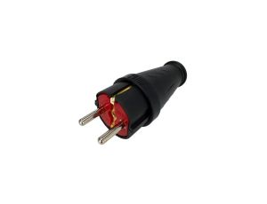 Wtyczka gumowa prosta z uziemieniem Schuko czarna HOROZ ELECTRIC