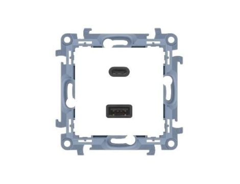 Ładowarka podwójna USB C+A Quick Charge 3,1A biała